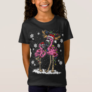 Flamingo Christmas Lights Santa Hat Pajama Cute An T-Shirt