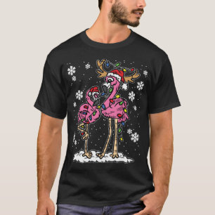 Flamingo Christmas Lights Santa Hat Pajama Cute An T-Shirt