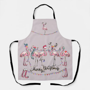 Flamingo Christmas Party Apron