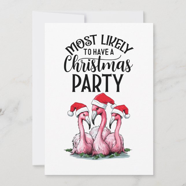 Flamingo Christmas Party Invitation (Front)