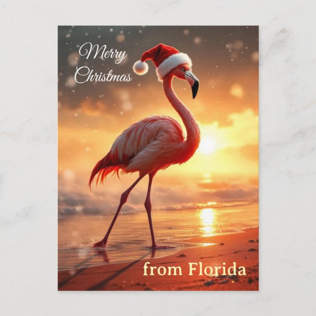 Flamingo Christmas Postcard (Front)