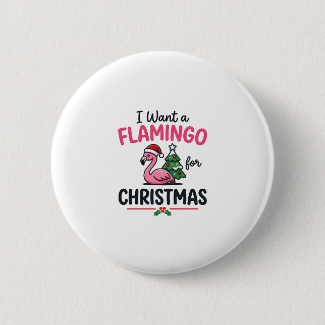 Flamingo Christmas Quote Vector 6 Cm Round Badge (Front)
