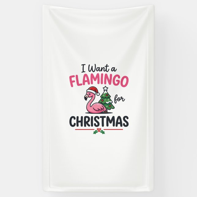 Flamingo Christmas Quote Vector Banner (Vertical)