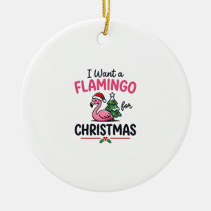 Flamingo Christmas Quote Vector Ceramic Tree Decoration