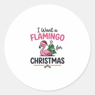 Flamingo Christmas Quote Vector Classic Round Sticker