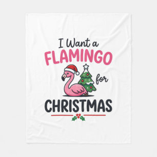 Flamingo Christmas Quote Vector Fleece Blanket