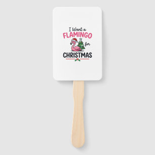 Flamingo Christmas Quote Vector Hand Fan