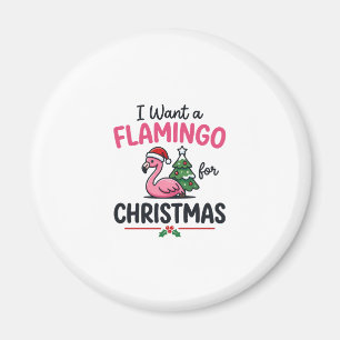 Flamingo Christmas Quote Vector Magnet