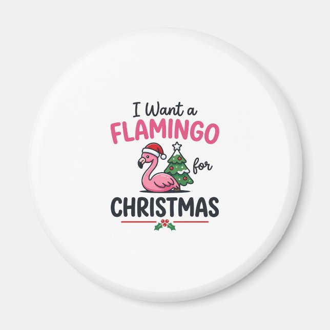 Flamingo Christmas Quote Vector Magnet (Front)