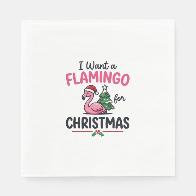 Flamingo Christmas Quote Vector Napkin (Front)