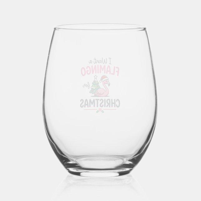 Flamingo Christmas Quote Vector Stemless Wine Glass (Front)