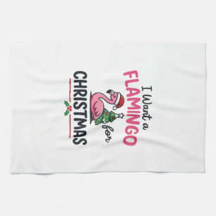 Flamingo Christmas Quote Vector Tea Towel