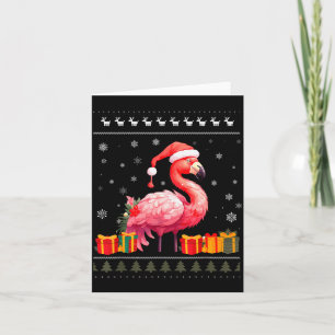 Flamingo Christmas Santa Hat Ugly Christmas Sweate Card