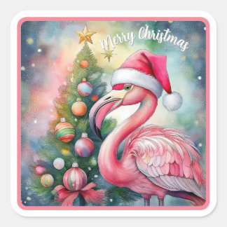 Flamingo Christmas Sticker