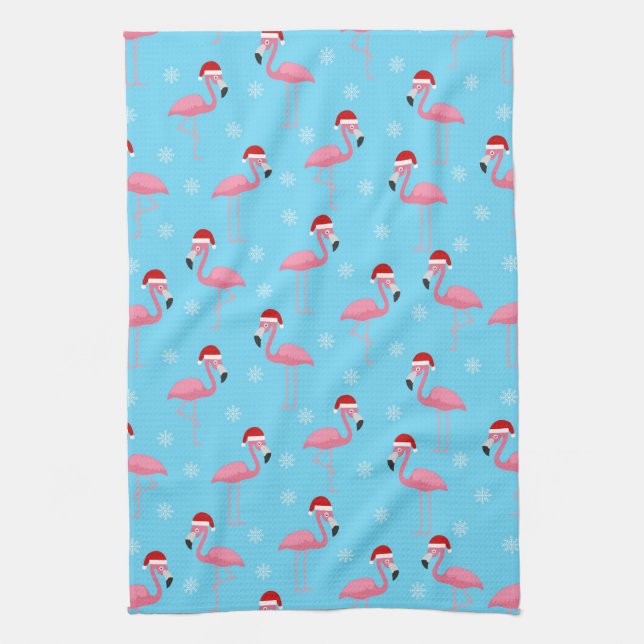 Flamingo Christmas Tea Towel (Vertical)