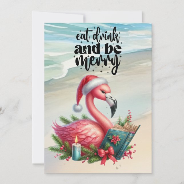 FLAMINGO Christmas Themed Holiday Card (Front)