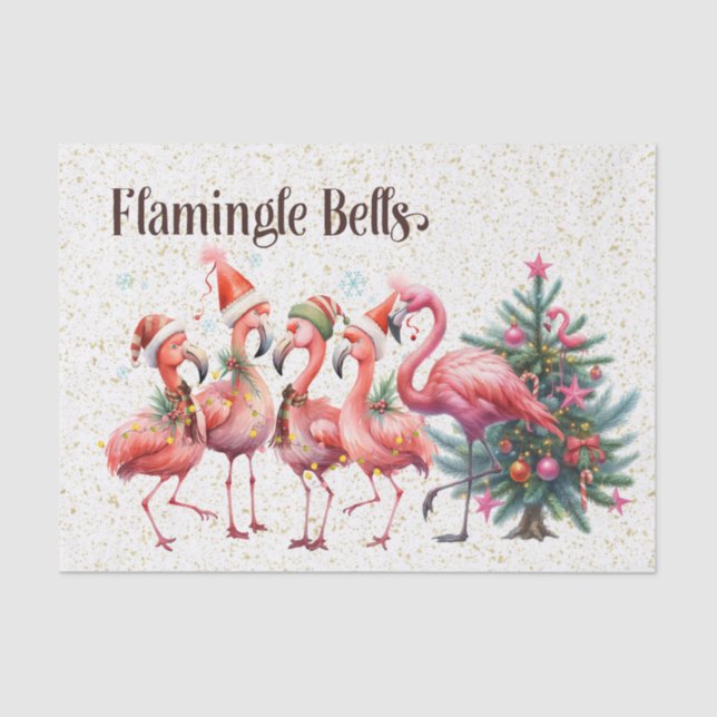 Flamingo Christmas themed  Tissue Paper (Front)