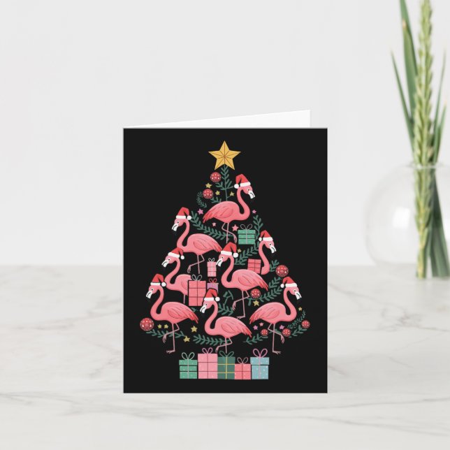 Flamingo Christmas Tree  Card (Front)