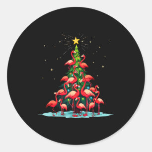Flamingo Christmas Tree Funny Nkie Holiday Flaming Classic Round Sticker