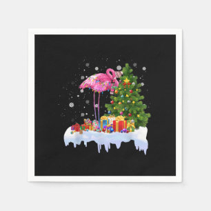 Flamingo Christmas Tree Lights Napkin