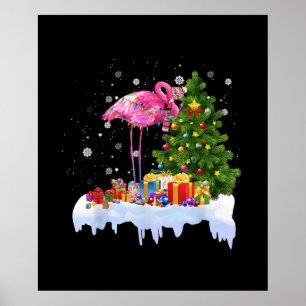 Flamingo Christmas Tree Lights Poster