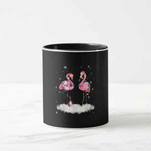 Flamingo Christmas Tree Santa Hat Light Mug