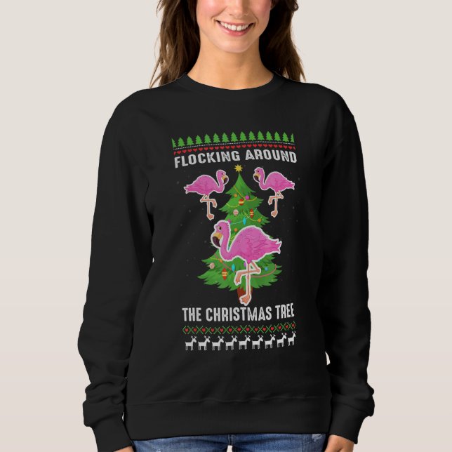 Flamingo Christmas Tree Sweatshirt (Front)