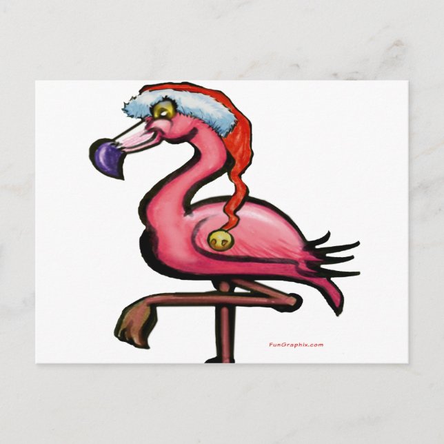 Flamingo Chrsitmas Postcard (Front)