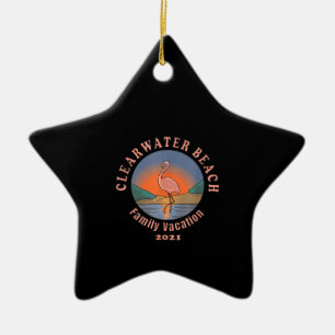 Flamingo Clearwater Beach Flamingo Vacation 2021 Ceramic Tree Decoration