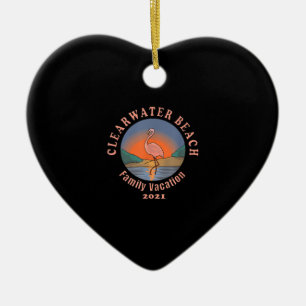 Flamingo Clearwater Beach Flamingo Vacation 2021 Ceramic Tree Decoration