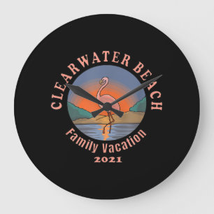 Flamingo Clearwater Beach Flamingo Vacation 2021 Large Clock