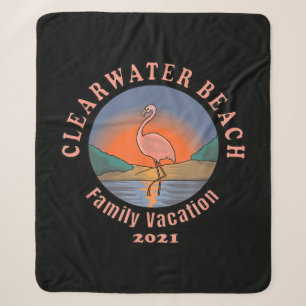Flamingo Clearwater Beach Flamingo Vacation 2021 Sherpa Blanket