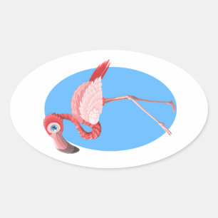 Flamingo Clip Art Oval Sticker