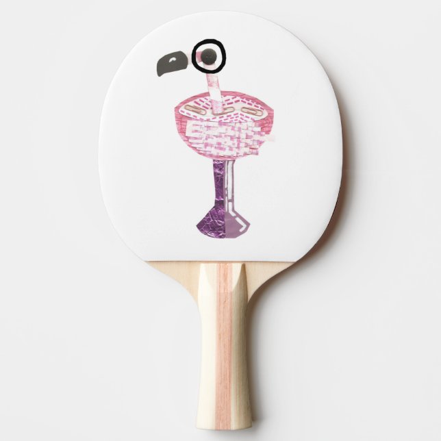 Flamingo Cocktail Ping Pong Bat Paddle (Front)