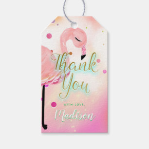 Flamingo Confetti Thank You Gift Tags
