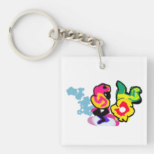 Flamingo cool dance key ring