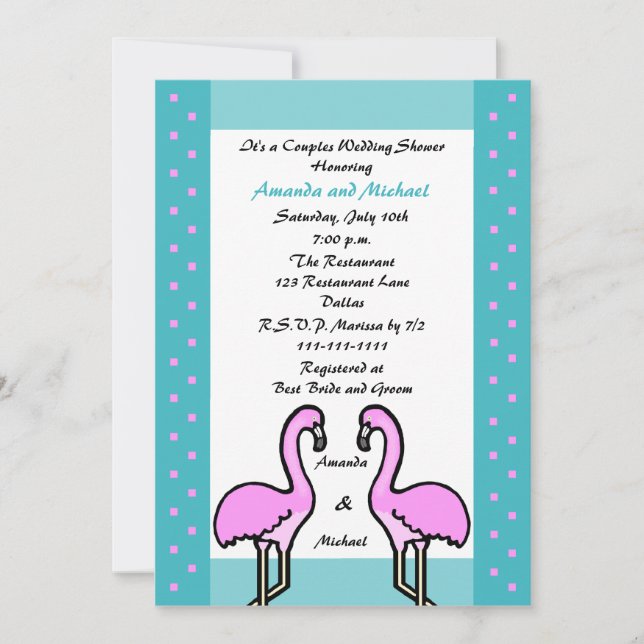 Flamingo Couple Couples Shower Wedding Invitations (Front)