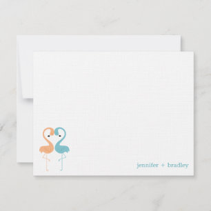 Flamingo Couple Custom Flat Thank You Notes Invitation