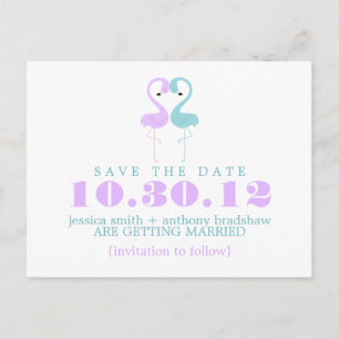 Flamingo Couple Wedding Save the Date Announcement Postcard