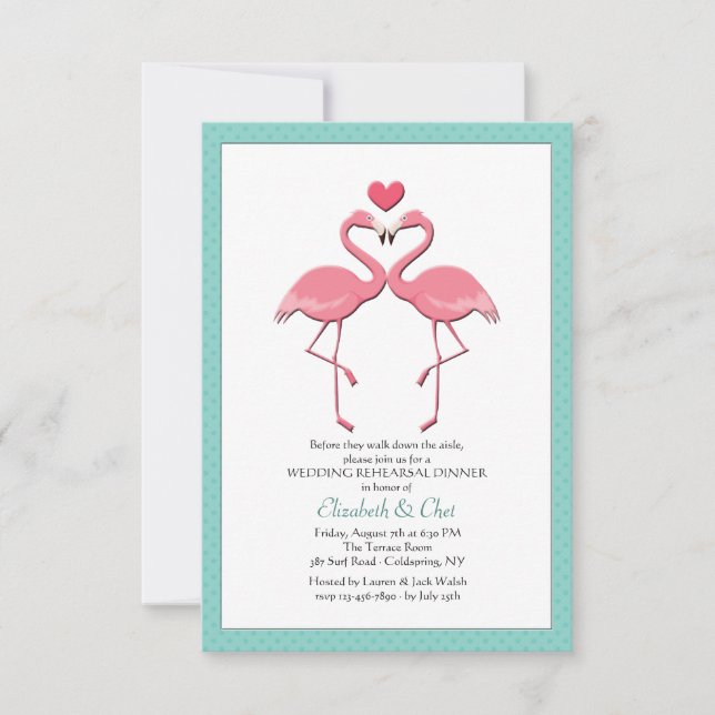 Flamingo Couple You Pick Colour Invitation (Front)
