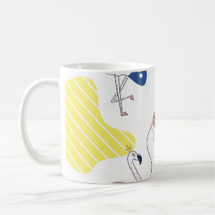 Flamingo Crown: Abstract Vintage Seamless. Coffee Mug