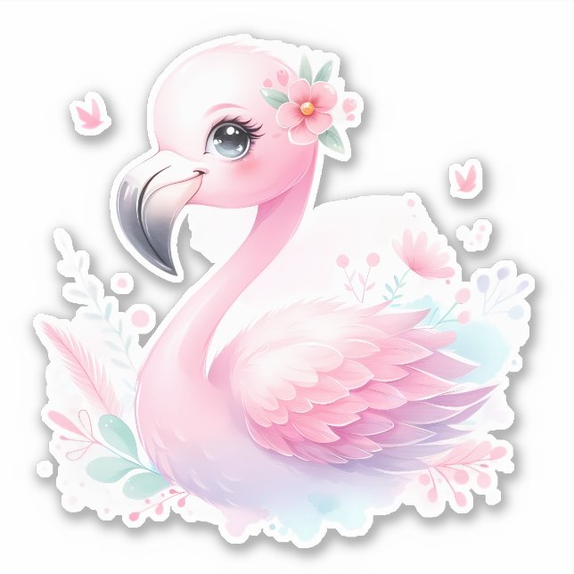 Flamingo Custom Cut Scrapbooking Sticker (Front)