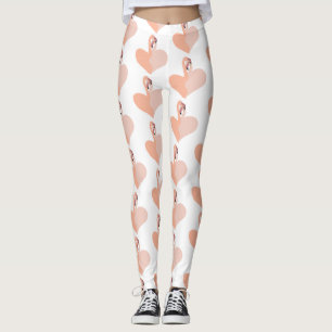 Flamingo Custom Leggings, Pink Flamingos Heart Leggings