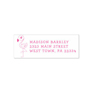 Flamingo Cute Tropical Kids Return Address Stamp