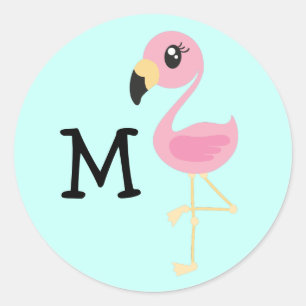 Flamingo Cute Tropical Name Envelope Seal Stickers