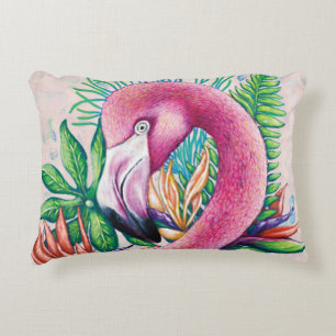 Flamingo Cute Tropical Pink Accent Pillow