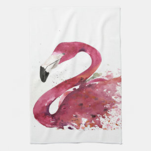 Flamingo Cute Watercolor Flamingo Gifts Lover Tea Towel