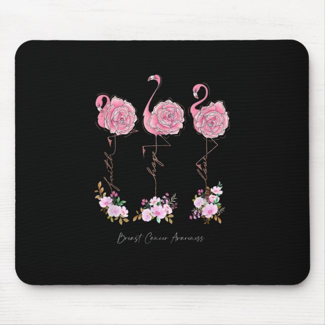 Flamingo Daisy Faith Hope Love Breast Cancer Aware Mouse Mat (Front)