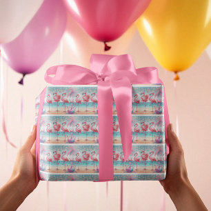 Flamingo Dance and Birthday Celebration Party Wrapping Paper