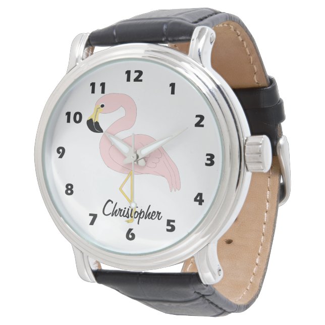 Flamingo Design Personalised Watch (Angled)